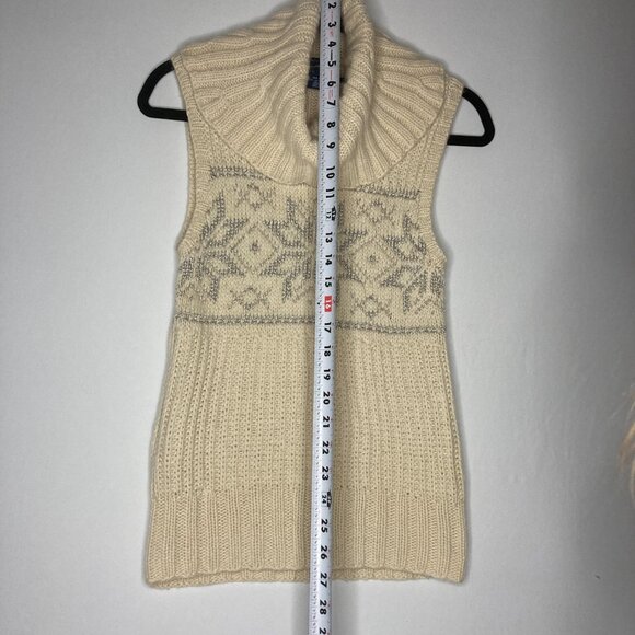 Vintage 90s RALPH LAUREN BLUE LABEL Sweater Vest Cashmere Wool Ivory Snowflake M - Picture 9 of 16